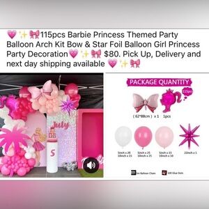 Barbie Princess Pink and White Party Balloon Set 115 pcs